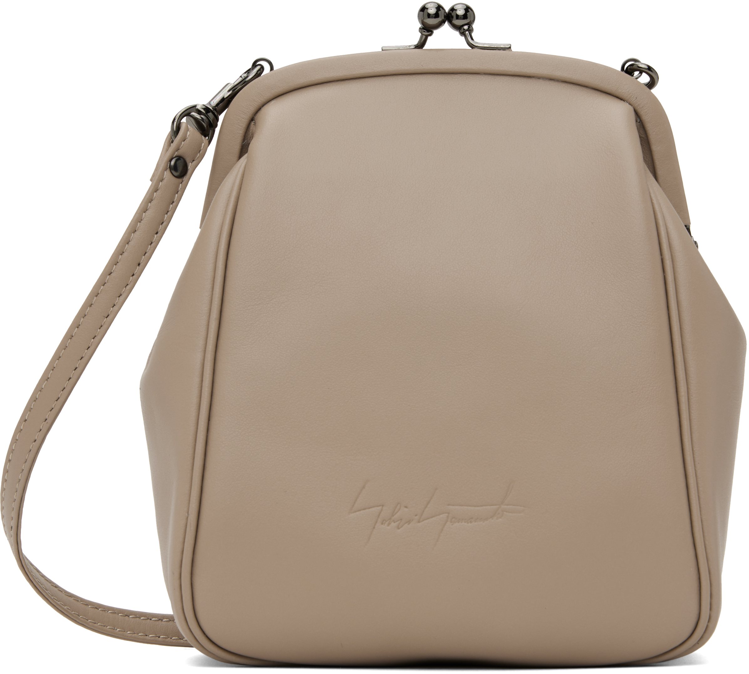 YOHJI YAMAMOTO Taupe Clasp Shoulder Bag | MILANSTYLE.COM