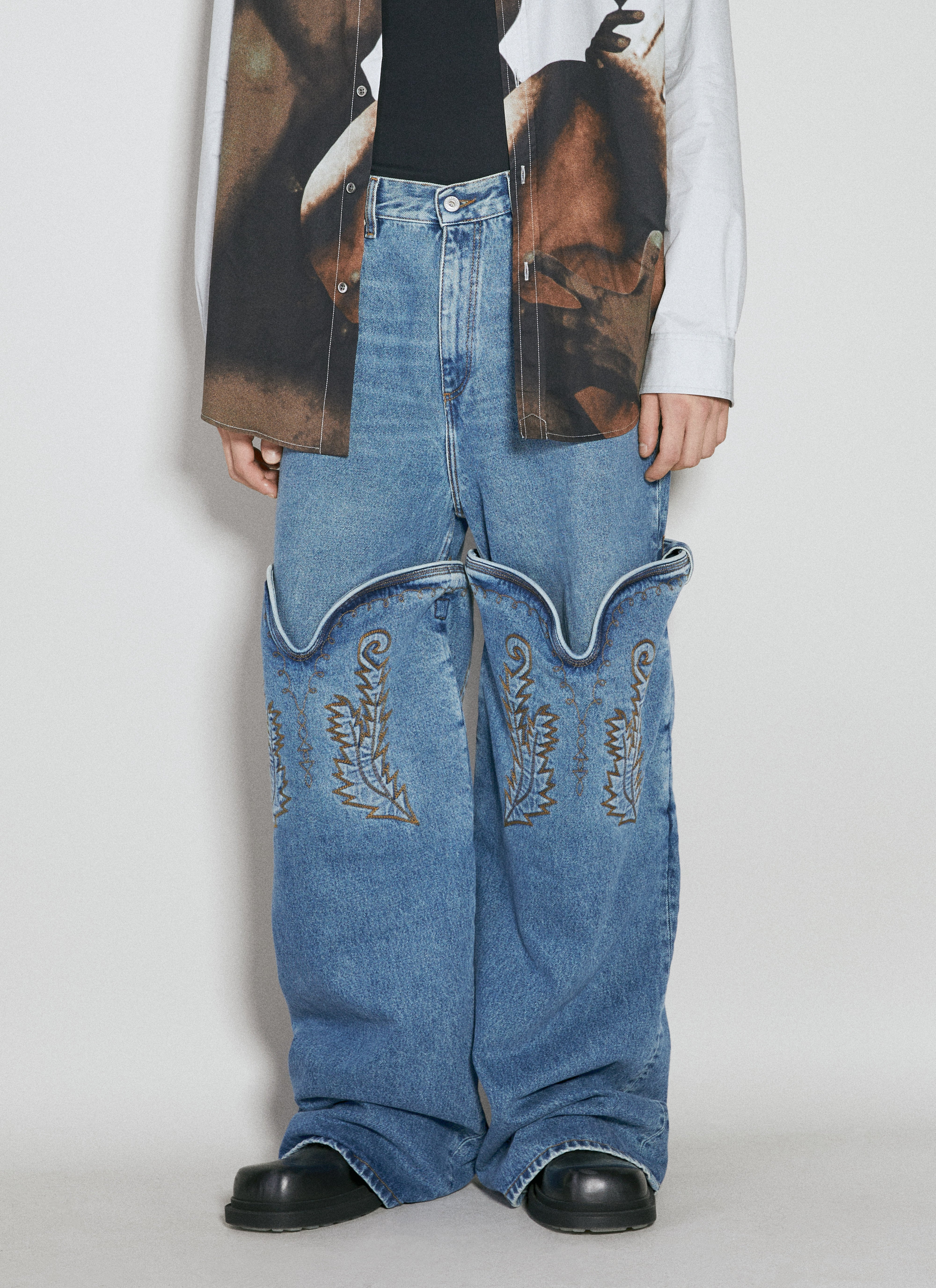 パンツ Y/PROJECT EVERGREEN Multi Cuff Jeans 28 Y/Project Evergreen Draped Cuff Jeans in Blue