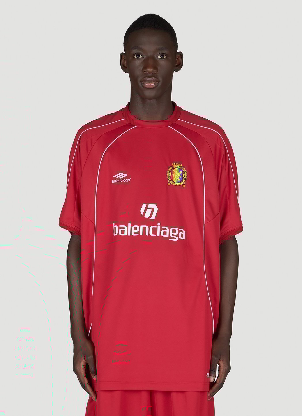 Balenciaga Oversized Soccer Jersey Top | Man T-shirts Red 4