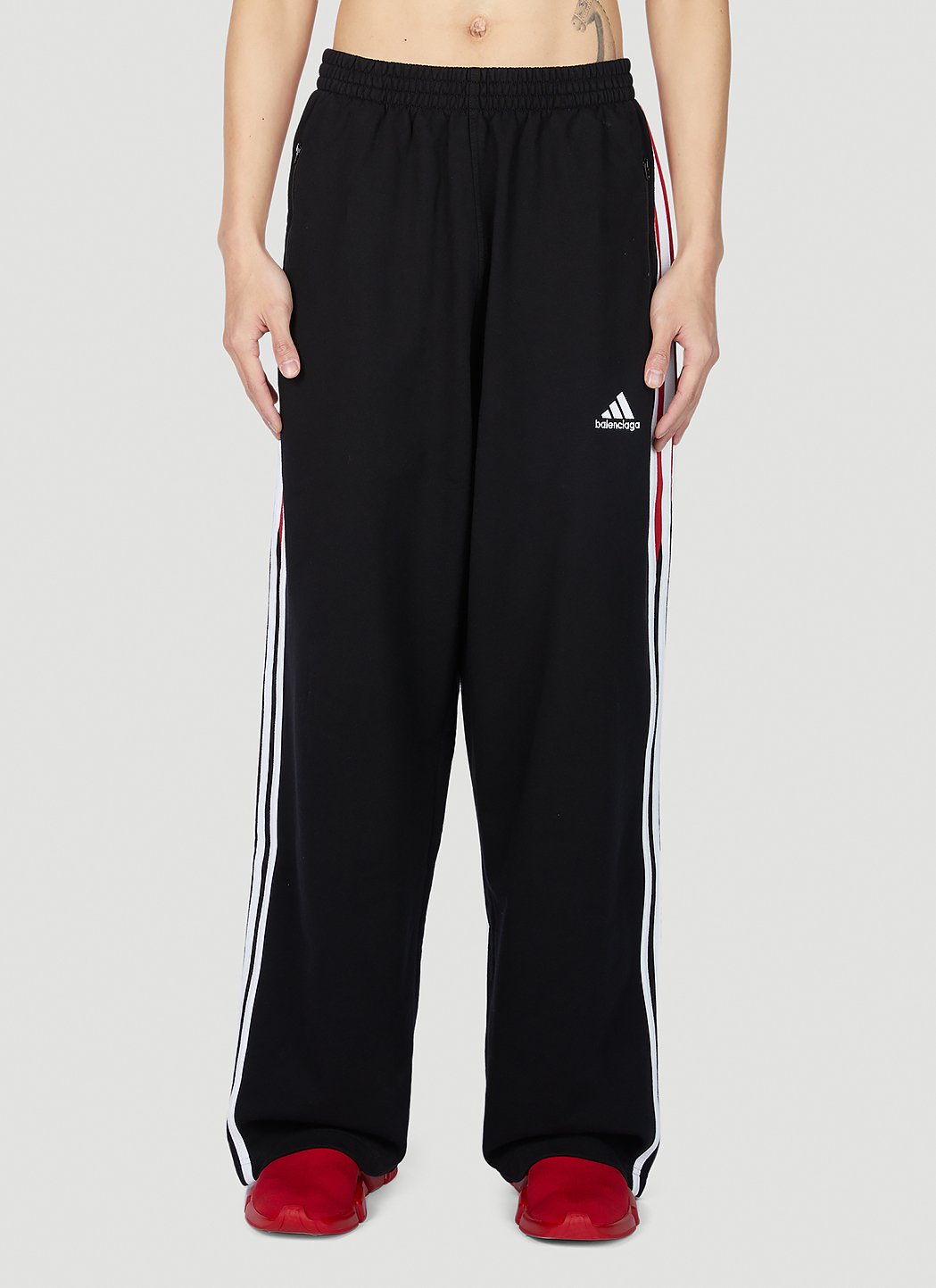 186003 BALENCIAGA ADIDAS バレンシアガ×アディダス BAGGY WIDE TRACK PANT M [0000000001767] Balenciaga x adidas Large Baggy Pants Black - FW22 - US
