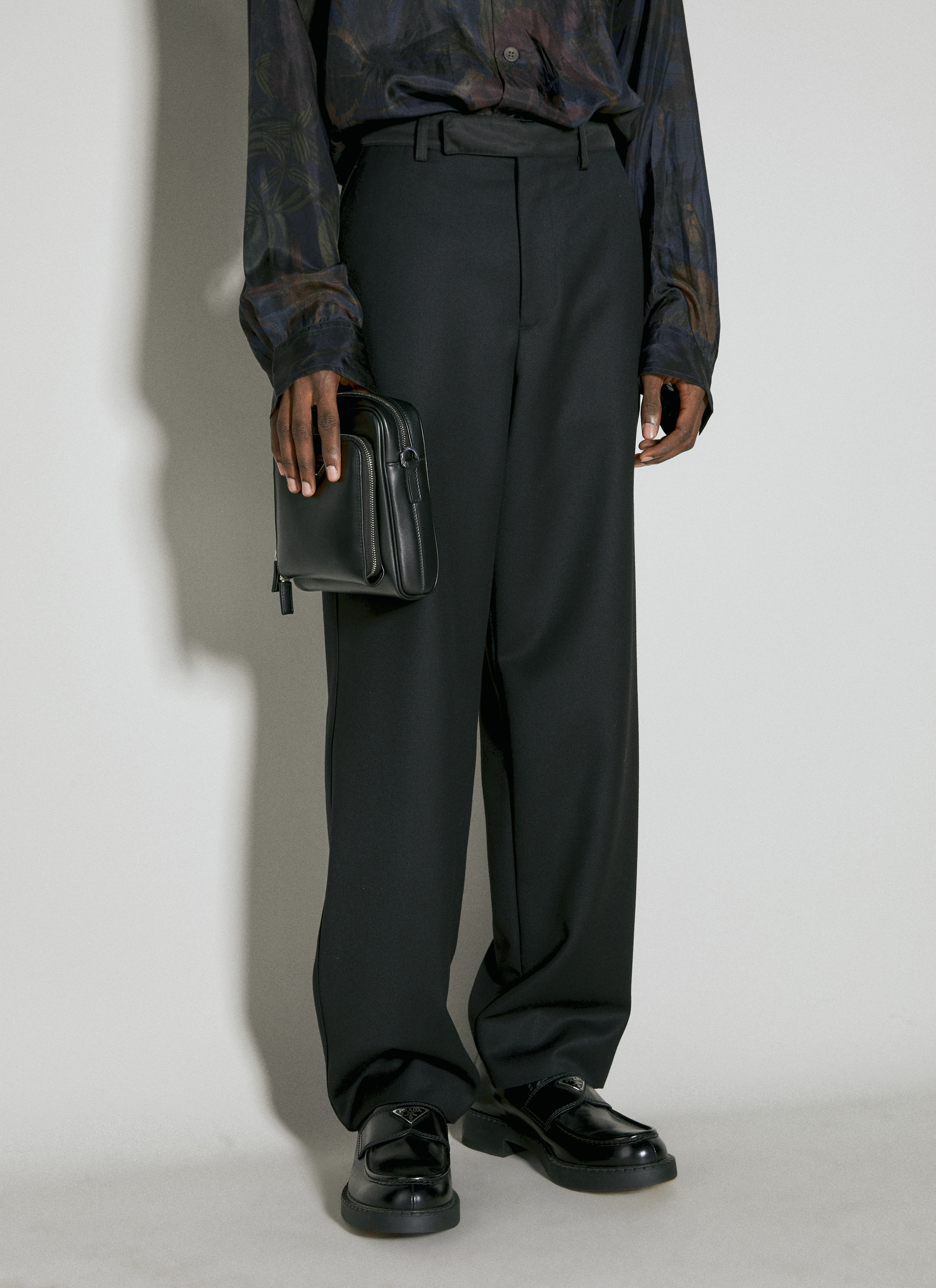 Prada Leather Shoulder Bag With Pouch | Man Crossbody Bags