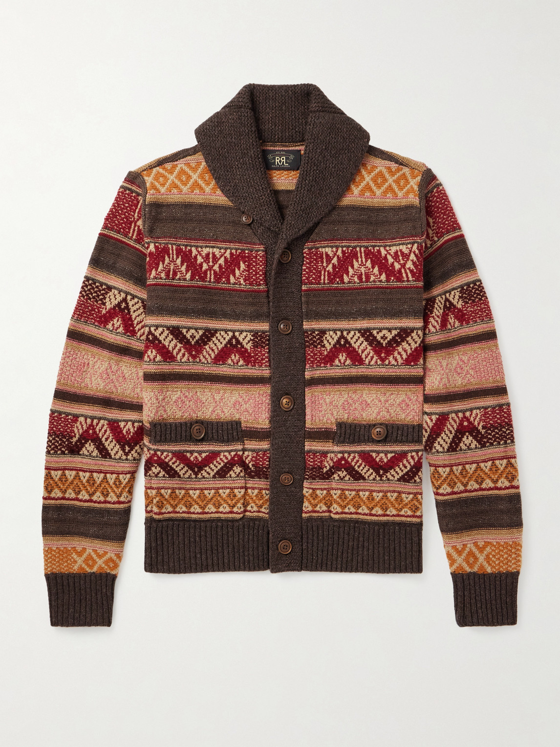 RRL | Shawl-Collar Wool, Linen and Silk-Blend Jacquard Cardigan